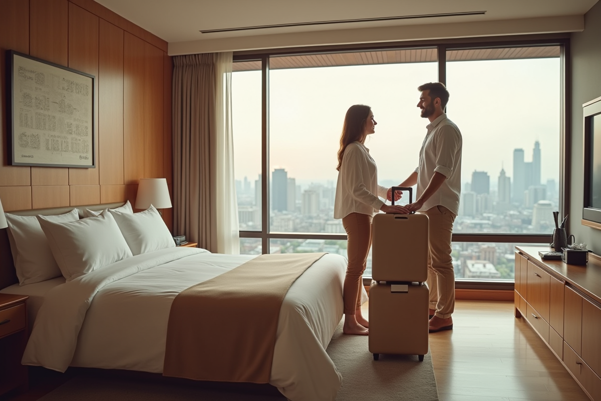 Jeune couple dans une suite d