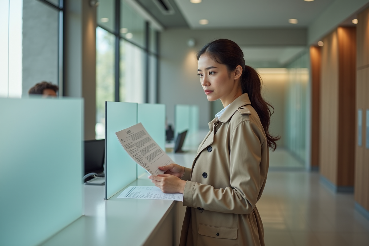 Jeune femme professionnelle avec dossier dans bureau moderne