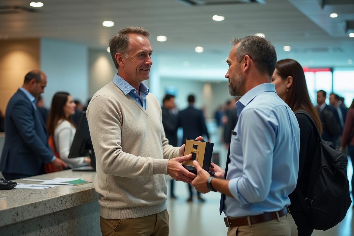 Homme présentant des parfums au contrôle de douane à l