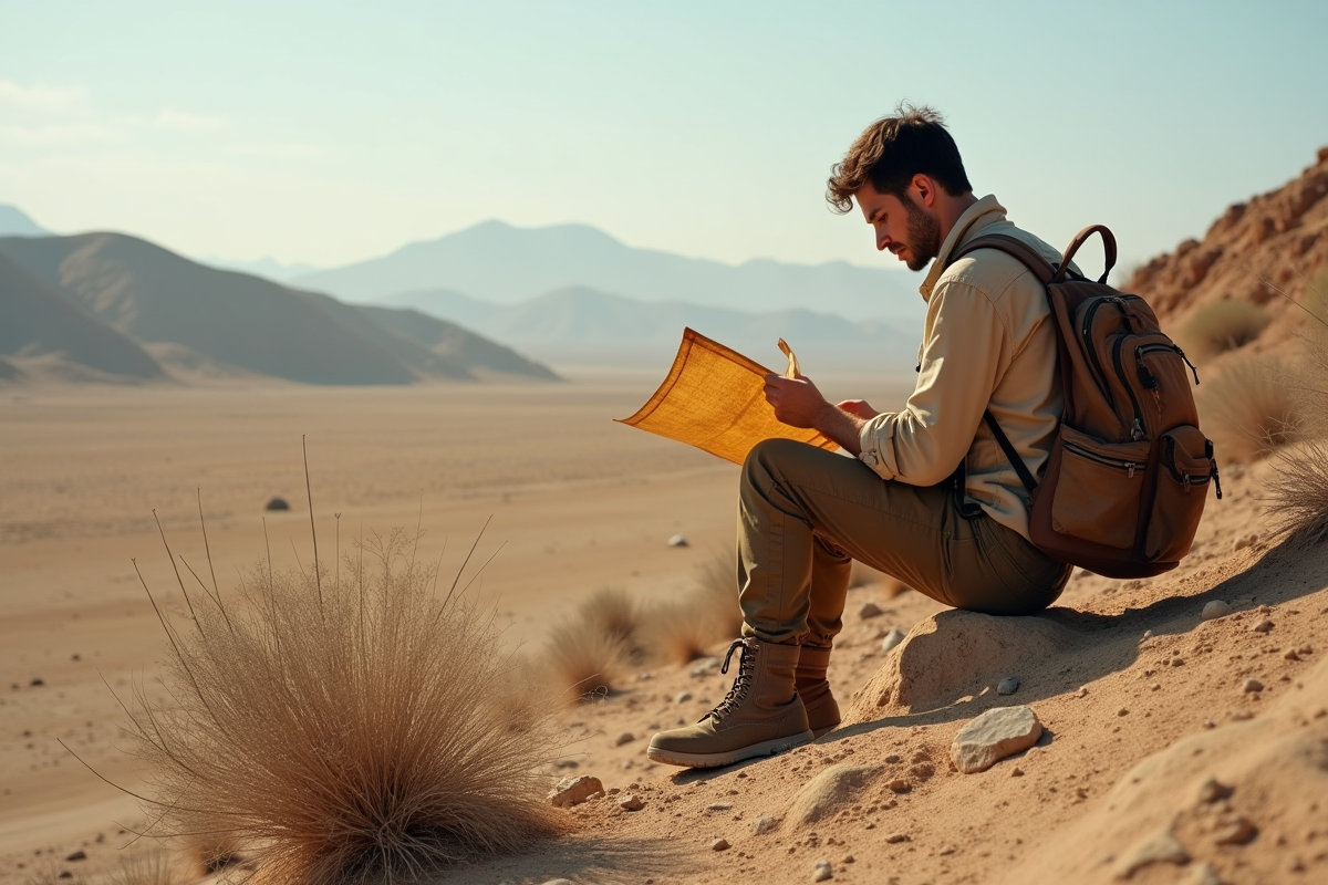 Jeune voyageur étudiant une carte près d